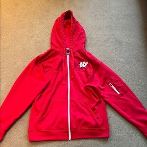 (M) Champion Wisconsin Badgers Athletic Red Zip-Up Hoodie